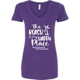 thumbnail image 1 of Inktastic Spring Break the Beach is My Happy Place Women's V-Neck T-Shirt, 1 of 5