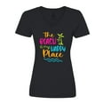thumbnail image 1 of Inktastic Spring Break the Beach is My Happy Place Women's V-Neck T-Shirt, 1 of 5
