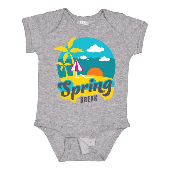 Inktastic Spring Break with Beach and Palm Trees Boys or Girls Baby Bodysuit