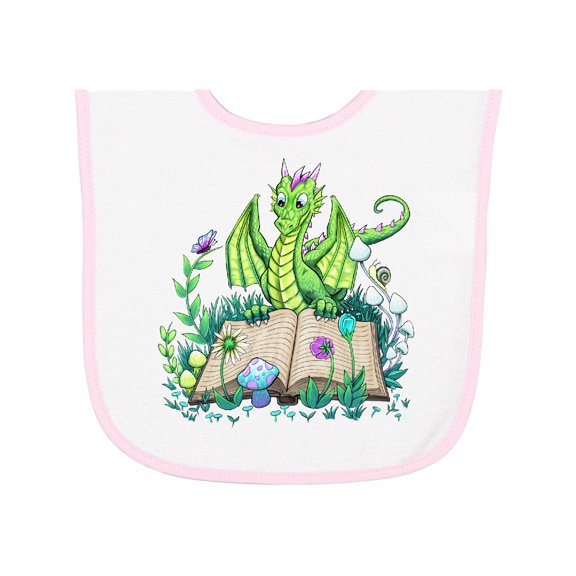 Inktastic Spring Dragon Reading Book Baby Terry Cloth Bib