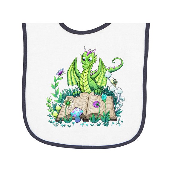 Inktastic Spring Dragon Reading Book Baby Terry Cloth Bib