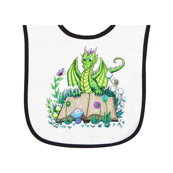 Inktastic Spring Dragon Reading Book Baby Terry Cloth Bib