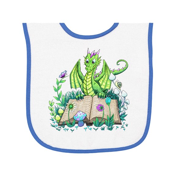Inktastic Spring Dragon Reading Book Baby Terry Cloth Bib