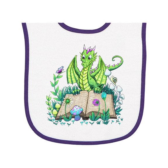 Inktastic Spring Dragon Reading Book Baby Terry Cloth Bib