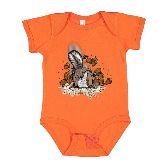 Inktastic Squirrel Superhero Landing with Acorns Boys or Girls Baby Bodysuit