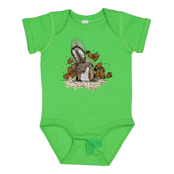 Inktastic Squirrel Superhero Landing with Acorns Boys or Girls Baby Bodysuit
