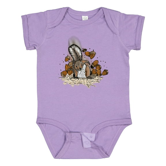 Inktastic Squirrel Superhero Landing with Acorns Boys or Girls Baby Bodysuit
