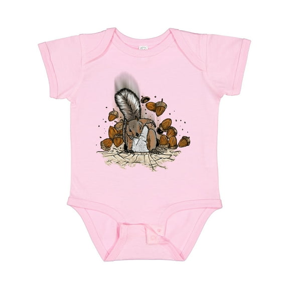 Inktastic Squirrel Superhero Landing with Acorns Boys or Girls Baby Bodysuit