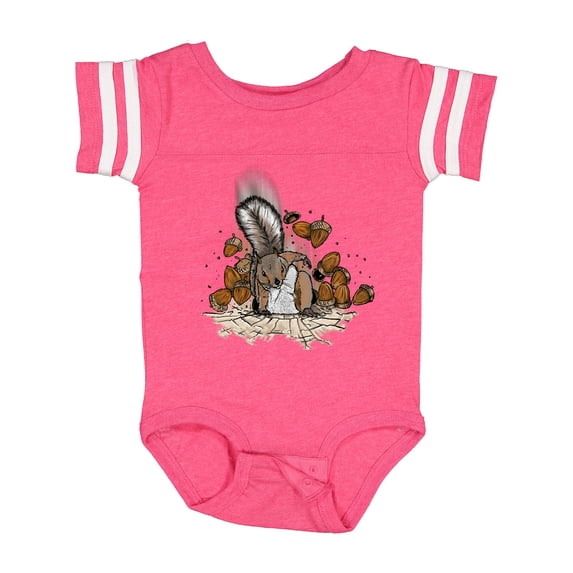 Inktastic Squirrel Superhero Landing with Acorns Boys or Girls Baby Bodysuit
