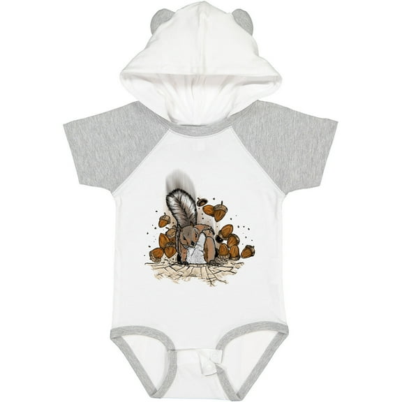 Inktastic Squirrel Superhero Landing with Acorns Boys or Girls Baby Bodysuit