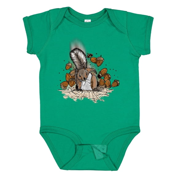 Inktastic Squirrel Superhero Landing with Acorns Boys or Girls Baby Bodysuit