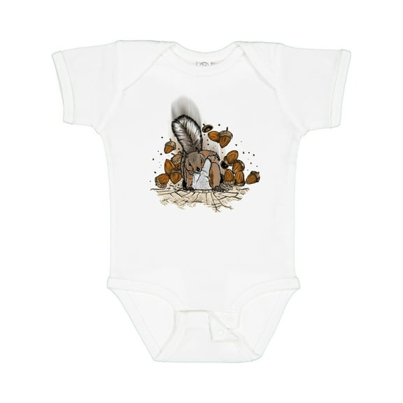 Inktastic Squirrel Superhero Landing with Acorns Boys or Girls Baby Bodysuit