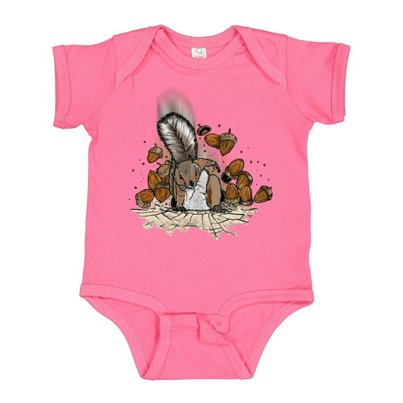 Inktastic Squirrel Superhero Landing with Acorns Boys or Girls Baby Bodysuit
