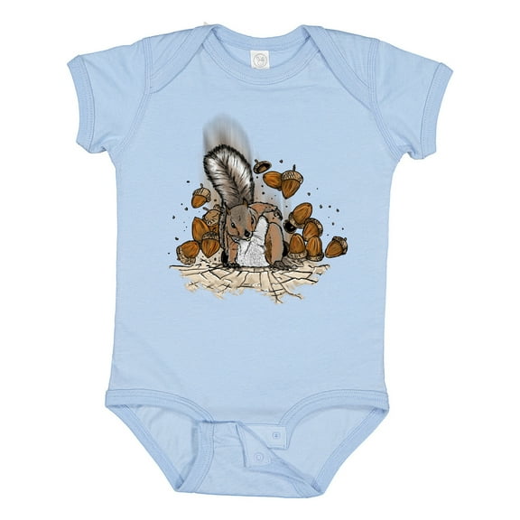 Inktastic Squirrel Superhero Landing with Acorns Boys or Girls Baby Bodysuit