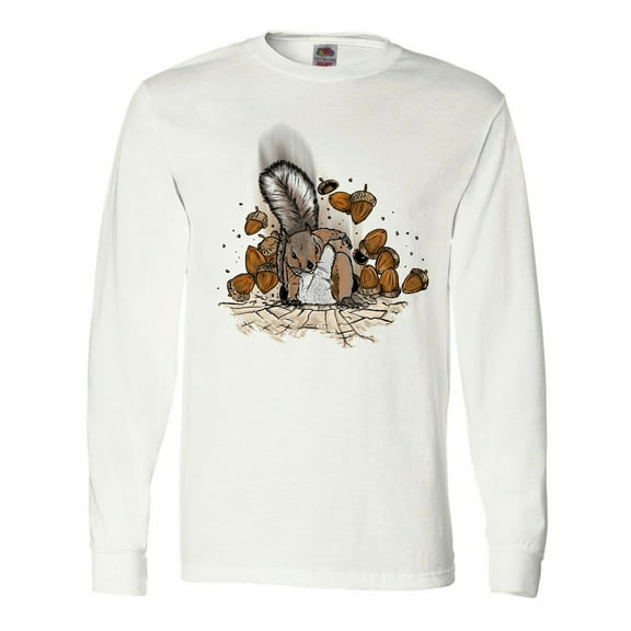 Inktastic Squirrel Superhero Landing with Acorns Long Sleeve T-Shirt
