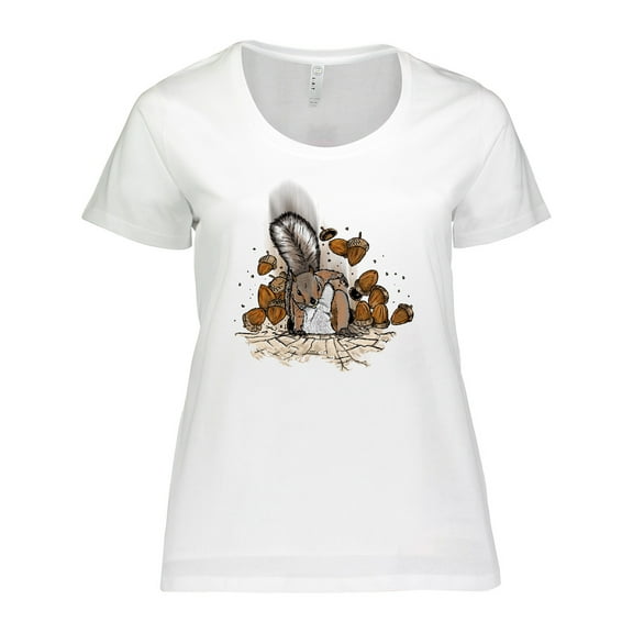 Inktastic Squirrel Superhero Landing with Acorns Women's Plus Size T-Shirt