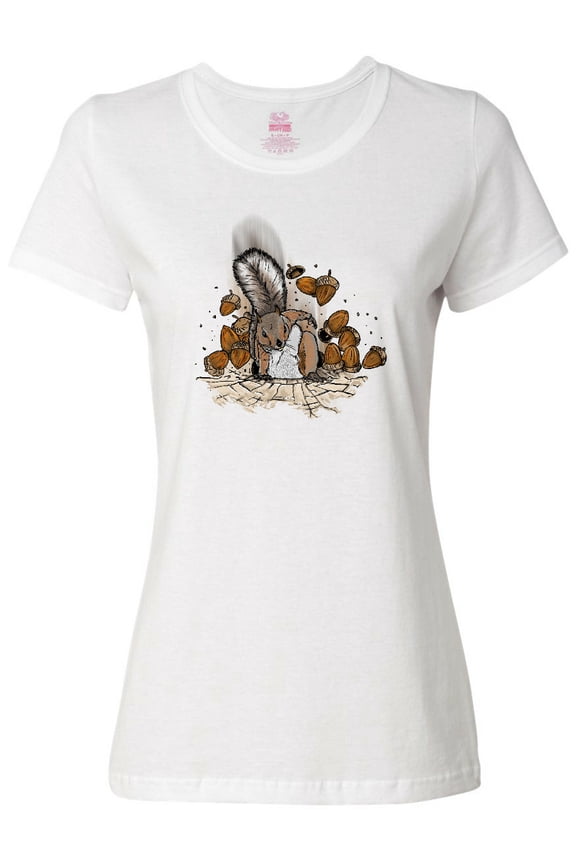 Squirrel Superhero Landing with Acorns Women's T-Shirt
