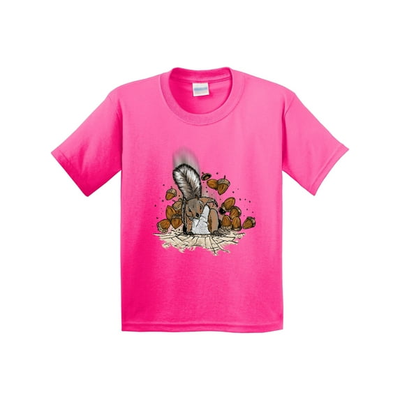 Inktastic Squirrel Superhero Landing with Acorns Youth T-Shirt