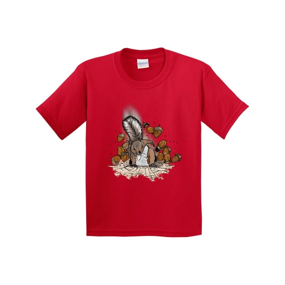 Inktastic Squirrel Superhero Landing with Acorns Youth T-Shirt