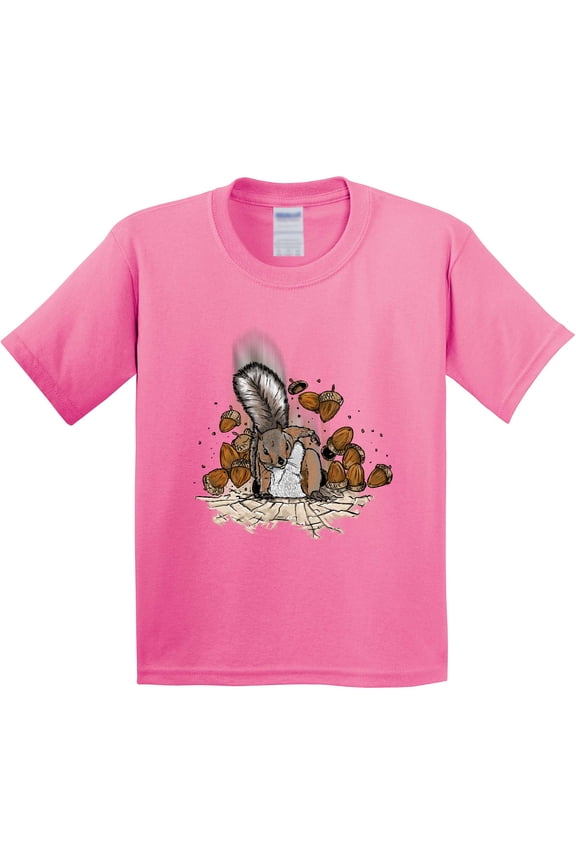 Squirrel Superhero Landing with Acorns Youth T-Shirt