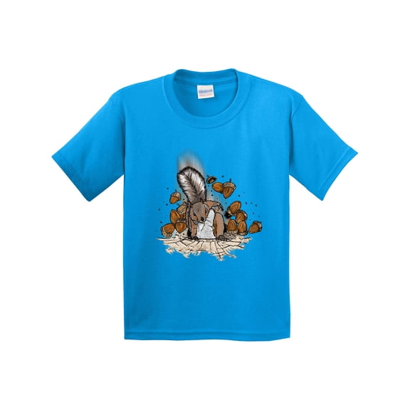 Inktastic Squirrel Superhero Landing with Acorns Youth T-Shirt