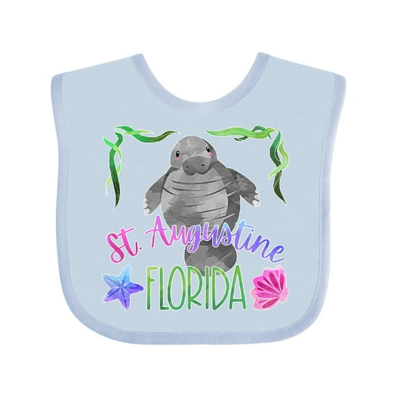 Inktastic St. Augustine Florida Cute Swimming Manatee Boys or Girls Baby Bib