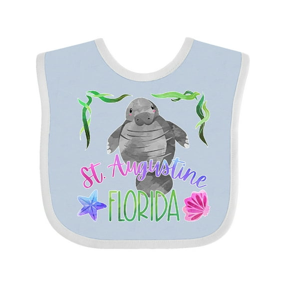 Inktastic St. Augustine Florida Cute Swimming Manatee Boys or Girls Baby Bib