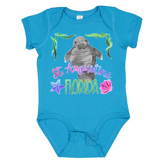 Inktastic St. Augustine Florida Cute Swimming Manatee Boys or Girls Baby Bodysuit