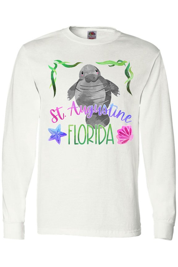 St. Augustine Florida Cute Swimming Manatee Long Sleeve T-Shirt