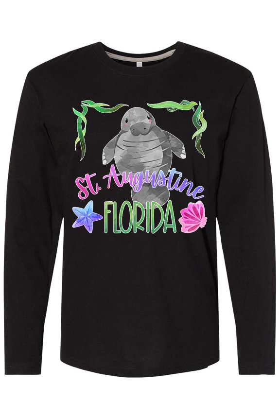 St. Augustine Florida Cute Swimming Manatee Long Sleeve T-Shirt