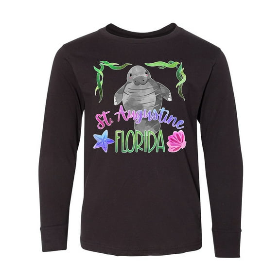 Inktastic St. Augustine Florida Cute Swimming Manatee Long Sleeve Youth T-Shirt