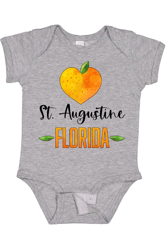 St. Augustine Florida Orange in Heart Boys or Girls Baby Bodysuit