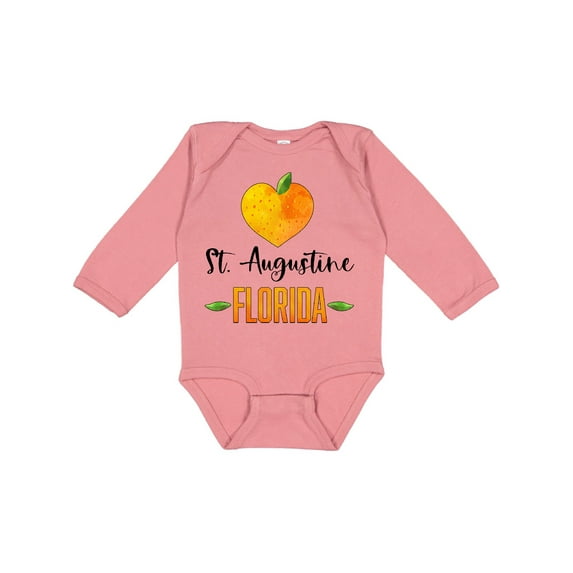 Inktastic St. Augustine Florida Orange in Heart Boys or Girls Long Sleeve Baby Bodysuit