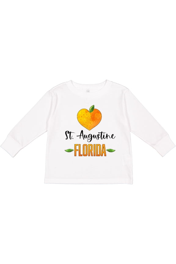St. Augustine Florida Orange in Heart Boys or Girls Long Sleeve Toddler T-Shirt