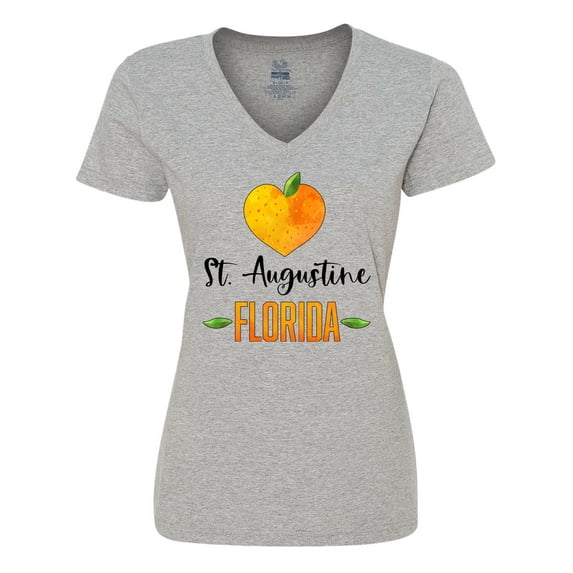 Inktastic St. Augustine Florida Orange in Heart Women's V-Neck T-Shirt