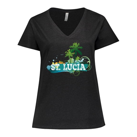 Inktastic St Lucia Vacation Cruise Trip Women's Plus Size V-Neck T-Shirt