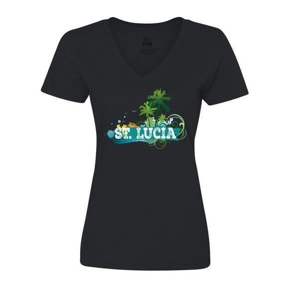 Inktastic St Lucia Vacation Cruise Trip Women's V-Neck T-Shirt