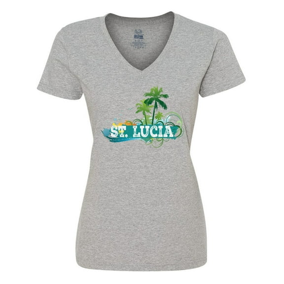 Inktastic St Lucia Vacation Cruise Trip Women's V-Neck T-Shirt