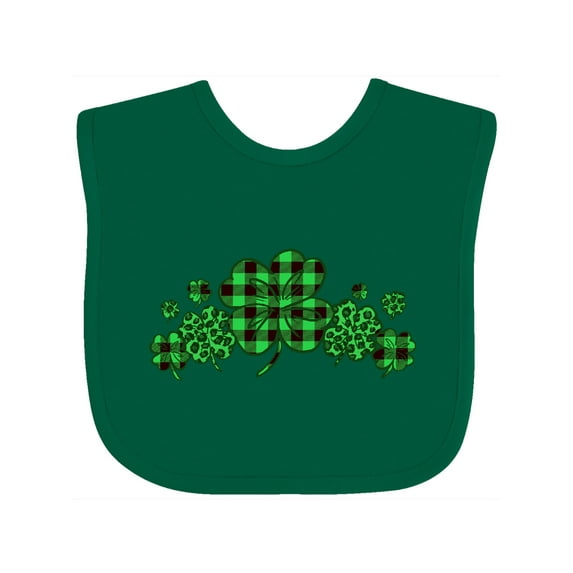 Inktastic St. Patrick's Day Clovers in Plaid Boys or Girls Baby Bib