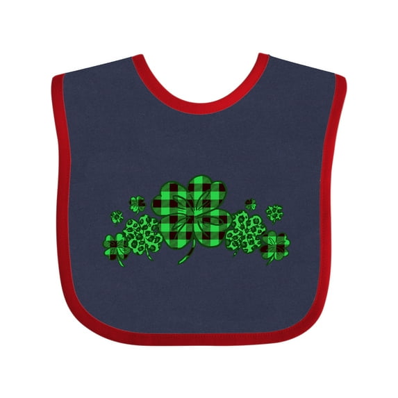 Inktastic St. Patrick's Day Clovers in Plaid Boys or Girls Baby Bib