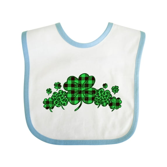 Inktastic St. Patrick's Day Clovers in Plaid Boys or Girls Baby Bib