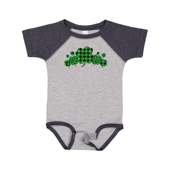 Inktastic St. Patrick's Day Clovers in Plaid Boys or Girls Baby Bodysuit