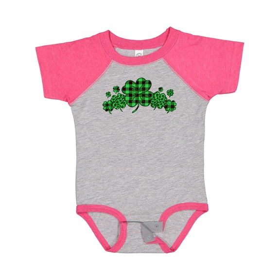 Inktastic St. Patrick's Day Clovers in Plaid Boys or Girls Baby Bodysuit