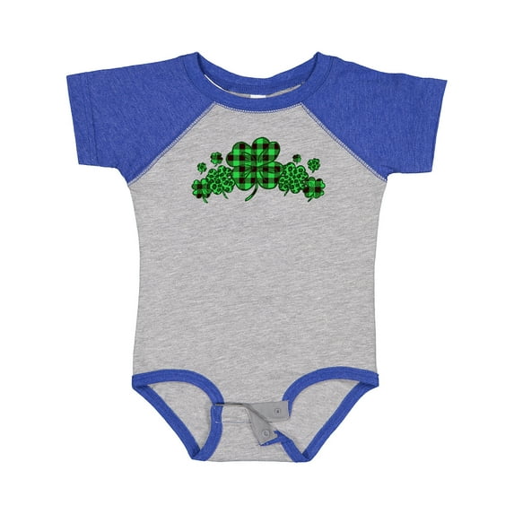 Inktastic St. Patrick's Day Clovers in Plaid Boys or Girls Baby Bodysuit
