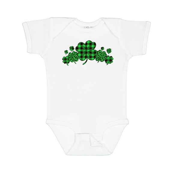 Inktastic St. Patrick's Day Clovers in Plaid Boys or Girls Baby Bodysuit