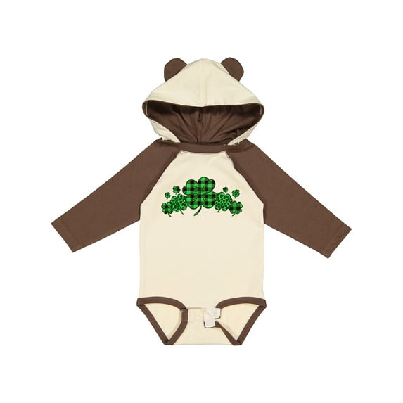 Inktastic St. Patrick's Day Clovers in Plaid Boys or Girls Long Sleeve Baby Bodysuit