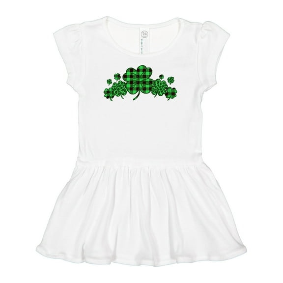 Inktastic St. Patrick's Day Clovers in Plaid Girls Baby Dress