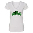 thumbnail image 1 of Inktastic St. Patrick's Day Clovers in Plaid Women's V-Neck T-Shirt, 1 of 5