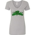 thumbnail image 1 of Inktastic St. Patrick's Day Clovers in Plaid Women's V-Neck T-Shirt, 1 of 5