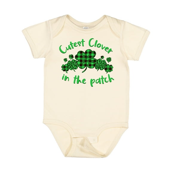 Inktastic St. Patrick's Day Cutest Clover in the Patch in Plaid Boys or Girls Baby Bodysuit